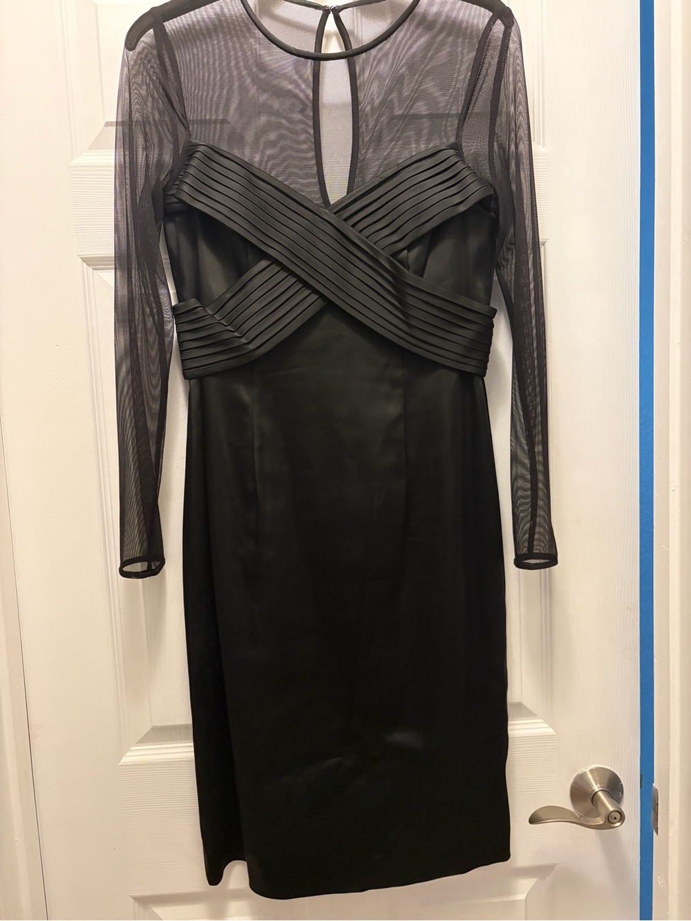 Calvin Kllein Black Sheer Sleeve Bodycon Dress size M.